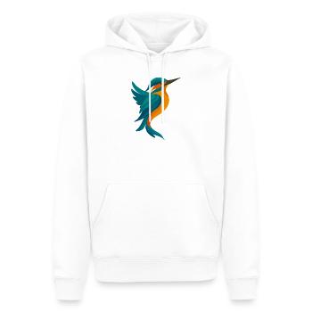 Kingfisher stylisé Forme élégante en bleu-orange - Sweat à capuche Premium bio Homme - blanc - Devant - Nico (187cm)