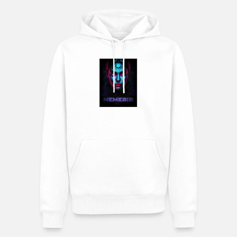 Nemesis – Cyber Face des Ténèbres - Sweat à capuche Premium bio Homme - blanc