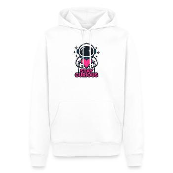 Stay Curious Astronaut - Männer Premium Bio Hoodie - Weiß - Vorne - Nico (187cm)