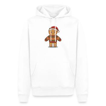 Dessin animé de bonhomme en pain d’épice - Pull de Noël laid - Sweat à capuche Premium bio Homme - blanc - Devant - Nico (187cm)
