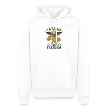 Les ailes de la liberté de l’Ukraine 1991 - Sweat à capuche Premium bio Homme - blanc - Devant - Nico (187cm)