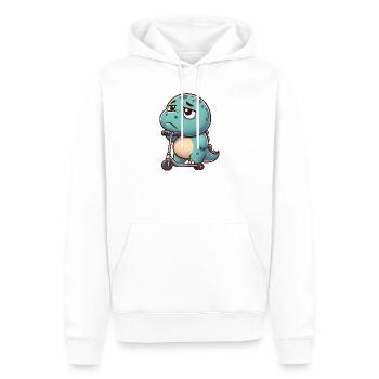 Cute Dino Trex Scooter Cartoon Boredom - Men’s Premium Organic Hoodie - white - Front - Nico (187cm)