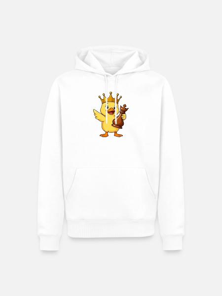 Funny Duck Chess Player King Queen Cartoon - Men’s Premium Organic Hoodie - white