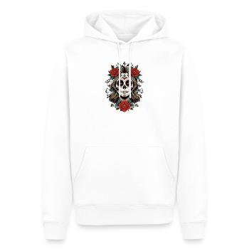 Crâne en sucre Femme avec des roses - Sweat à capuche Premium bio Homme - blanc - Devant - Nico (187cm)