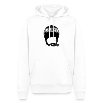 Retro Motorcycle Helmet with Goggles in Black - Men’s Premium Organic Hoodie - white - Front - Nico (187cm)