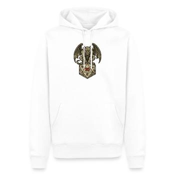 Gargoyle auf einem W20-Würfelbogen - Männer Premium Bio Hoodie - Weiß - Vorne - Nico (187cm)