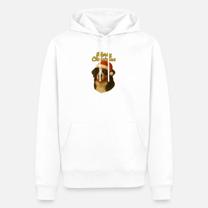 Berner Sennenhund Merry Christmas Pullover - Männer Premium Bio Hoodie - Weiß