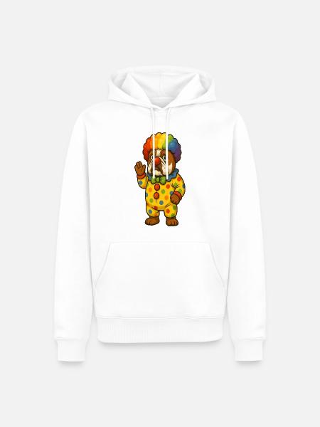 Clown-Bulldogge im farbenfrohen Kostümdesign - Männer Premium Bio Hoodie - Weiß