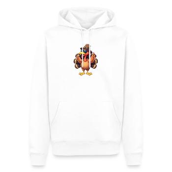 Thanksgiving Drôle Dinde de Thanksgiving - Sweat à capuche Premium bio Homme - blanc - Devant - Nico (187cm)