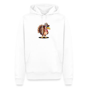 Thanksgiving Drôle Dinde de Thanksgiving - Sweat à capuche Premium bio Homme - blanc - Devant - Nico (187cm)