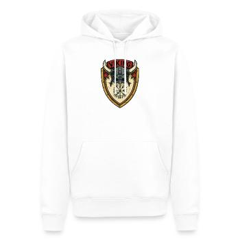 Viking Shield Helmet Emblem - Men’s Premium Organic Hoodie - white - Front - Nico (187cm)