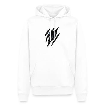 Schwarze Raubkatze mit blauen Augen  - Männer Premium Bio Hoodie - Weiß - Vorne - Nico (187cm)
