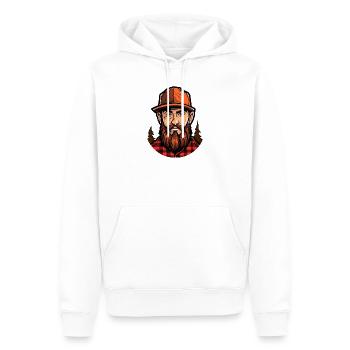 Illustration du bûcheron Wald - Sweat à capuche Premium bio Homme - blanc - Devant - Nico (187cm)