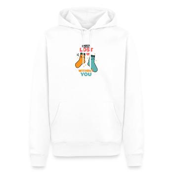 Perdu sans toi Chaussettes Déclaration de gribouillis Amour - Sweat à capuche Premium bio Homme - blanc - Devant - Nico (187cm)