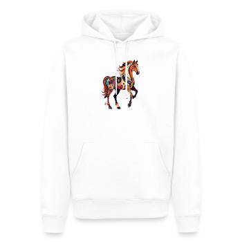 Ornamentpferd bunte Muster abstrakte Pferde Grafik - Männer Premium Bio Hoodie - Weiß - Vorne - Nico (187cm)