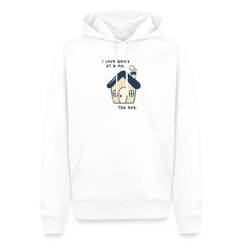 J’adore être à la maison – Déclaration introvertie - Sweat à capuche Premium bio Homme - blanc - Devant - Nico (187cm)
