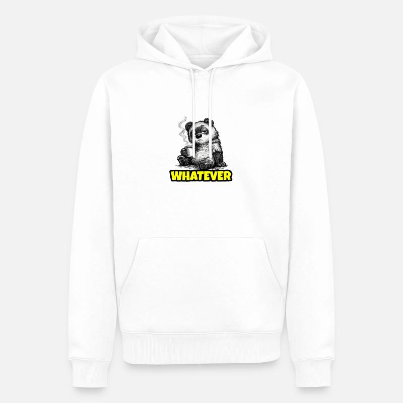 Whatever – Grumpy Bear Coffee (Sketch) - Sweat à capuche Premium bio Homme - blanc
