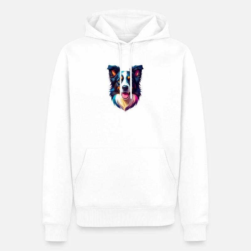 Border Collie - Ekologiczna męska bluza z kapturem Premium - biały