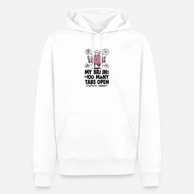 Brain Chef : trop d’onglets ouverts - Sweat à capuche Premium bio Homme - blanc