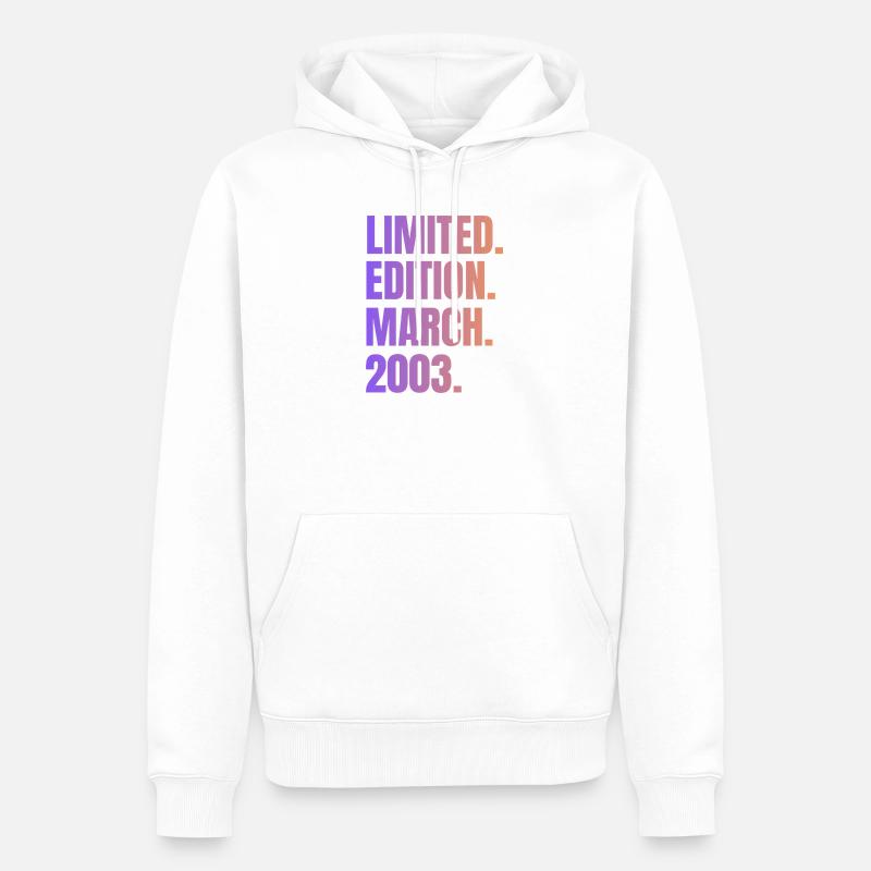 Édition Limitée Mars 2003 - Sweat à capuche Premium bio Homme - blanc
