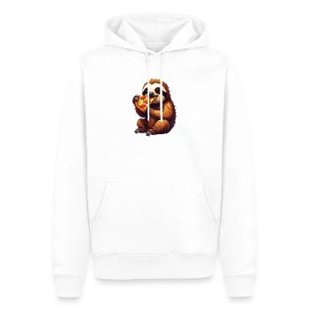 Faultier mit Pizza - Männer Premium Bio Hoodie - Weiß - Vorne - Nico (187cm)