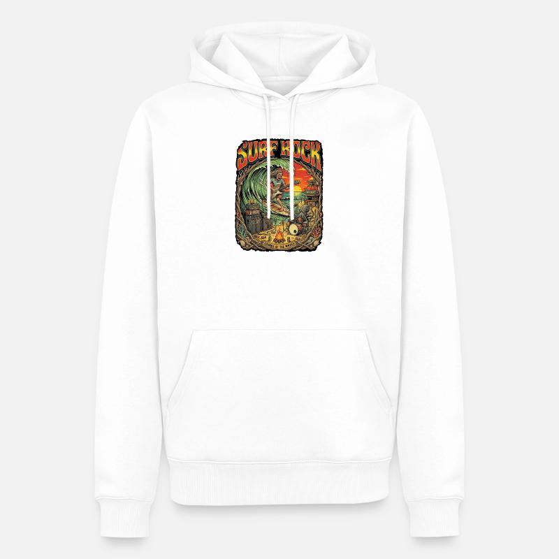 Fête de plage Surf Rock - Sweat à capuche Premium bio Homme - blanc