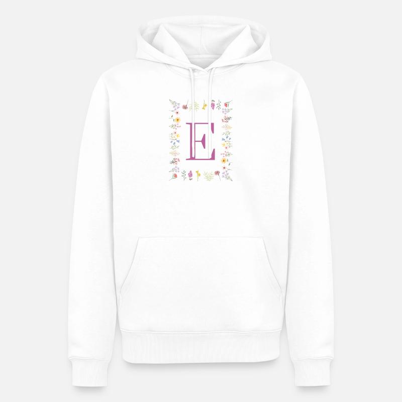 Monogramm E mit Frühlingsblüten - Männer Premium Bio Hoodie - Weiß