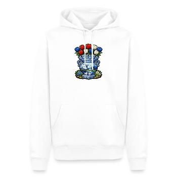 Delfter Vasen-Tulpen und Windmühle - Männer Premium Bio Hoodie - Weiß - Vorne - Nico (187cm)