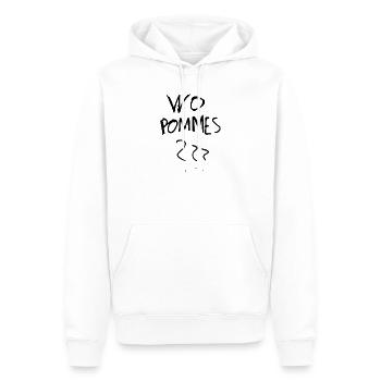 WoPommes – Lustiges Wortspiel Design mit Pommes  - Männer Premium Bio Hoodie - Weiß - Vorne - Nico (187cm)
