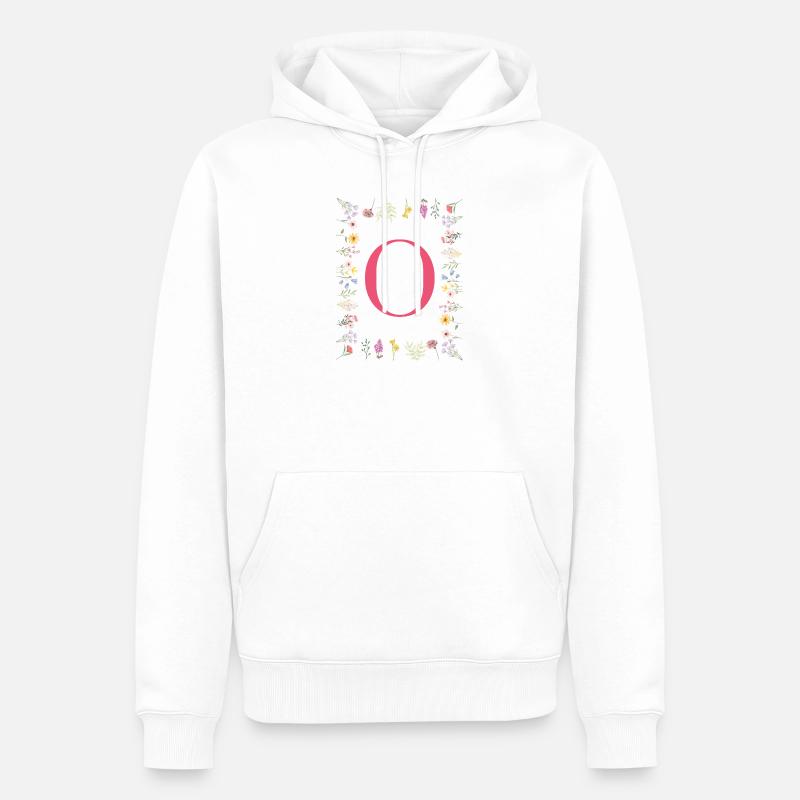 Florale Initialen "O", Buchstaben Monogramm  - Männer Premium Bio Hoodie - Weiß