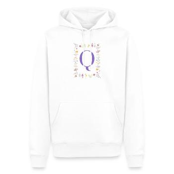 Monogramm "Q", florale Initialen - Männer Premium Bio Hoodie - Weiß - Vorne - Nico (187cm)