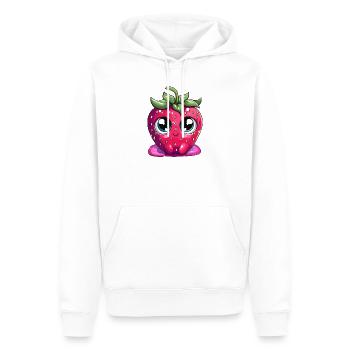 Kawaii Erdbeer Gesichterfratz - Männer Premium Bio Hoodie - Weiß - Vorne - Nico (187cm)
