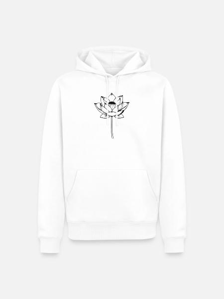 Lotus Lotusblüte schwarz Blume - Männer Premium Bio Hoodie - Weiß