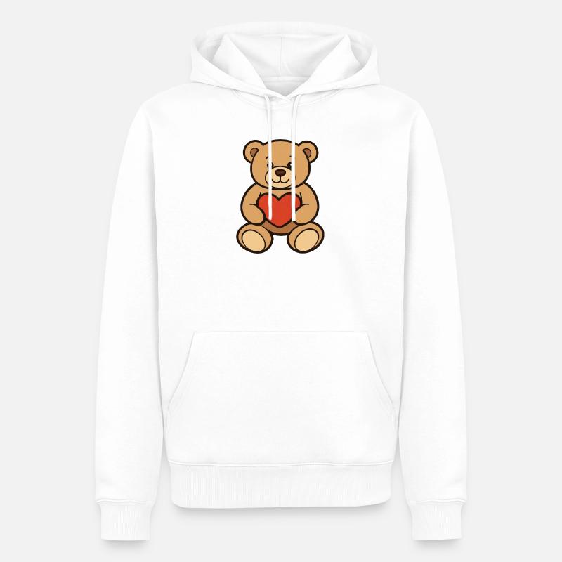 Teddybär mit Herz Comic Art - Männer Premium Bio Hoodie - Weiß