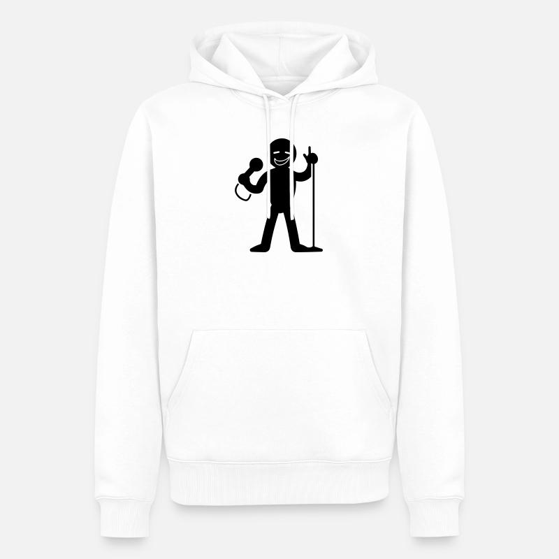 Chanteur avec micro - Sweat à capuche Premium bio Homme - blanc