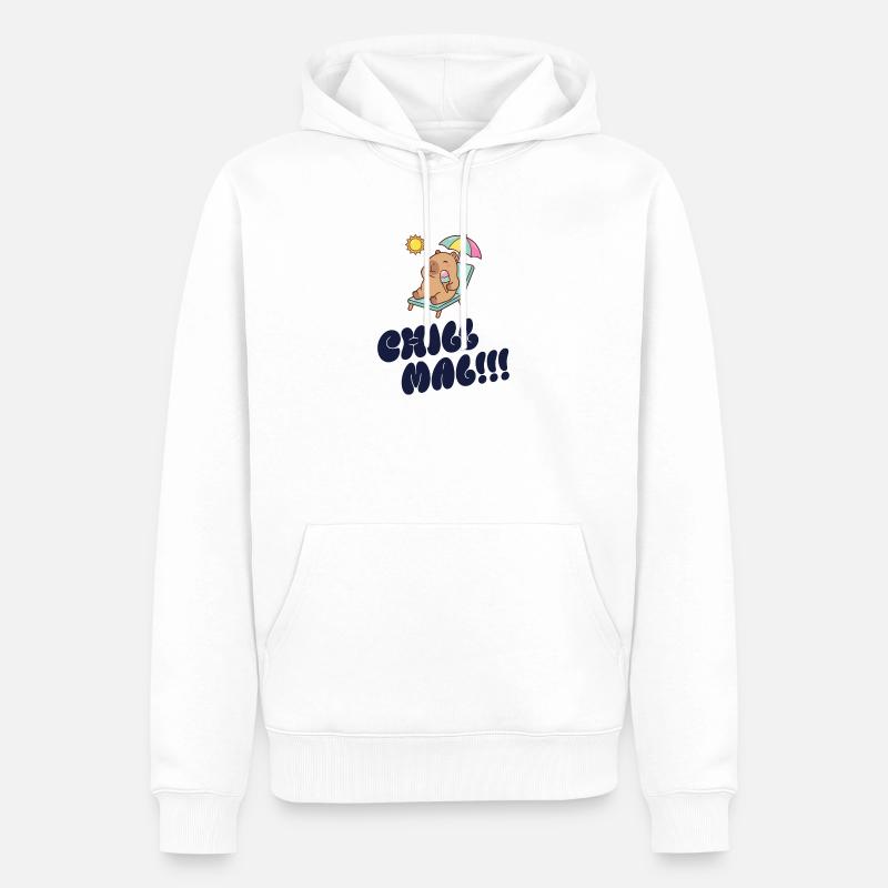 Sonnenbär am Strand mit Eis - Männer Premium Bio Hoodie - Weiß