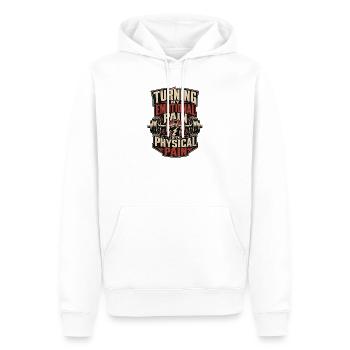 Turning My Emotional Pain Into Physical Pain Gym - Men’s Premium Organic Hoodie - white - Front - Nico (187cm)