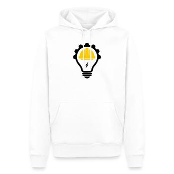 Elektriker Bauhelm Blitz und Glühbirne - Männer Premium Bio Hoodie - Weiß - Vorne - Nico (187cm)