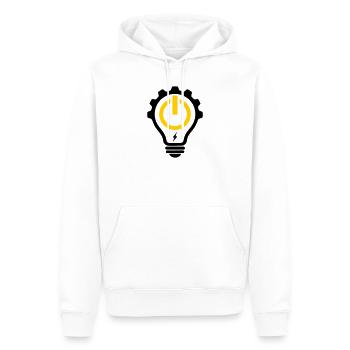 Electrician Light Bulb Lightning and Gear - Men’s Premium Organic Hoodie - white - Front - Nico (187cm)