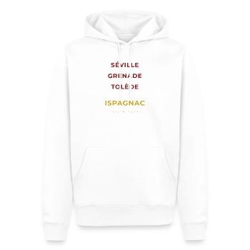 Ispagnac Lozère - Seville - Granada - Toledo - Men’s Premium Organic Hoodie - white - Front - Nico (187cm)