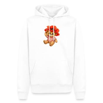 Petit ours en peluche mignon avec un chapeau de coquelicot et des lunettes florales - Sweat à capuche Premium bio Homme - blanc - Devant - Nico (187cm)