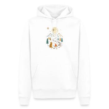 Walking Cat - Aventure en plein air - Sweat à capuche Premium bio Homme - blanc - Devant - Nico (187cm)