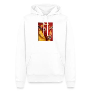 Chèvre rousse au pelage jaune - Sweat à capuche Premium bio Homme - blanc - Devant - Nico (187cm)