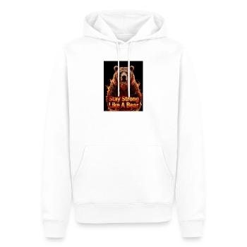 Flammenbär: Bleib stark wie ein Bär - Männer Premium Bio Hoodie - Weiß - Vorne - Nico (187cm)