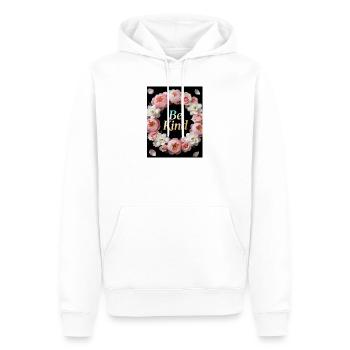 Be Kind Flower Wreath - Men’s Premium Organic Hoodie - white - Front - Nico (187cm)