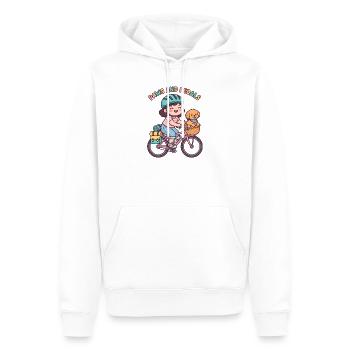 Paws And Pedals Cute Bike Sticker - Men’s Premium Organic Hoodie - white - Front - Nico (187cm)