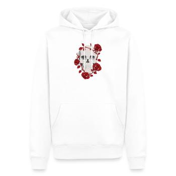 Crâne de Rose Cramoisie - Sweat à capuche Premium bio Homme - blanc - Devant - Nico (187cm)