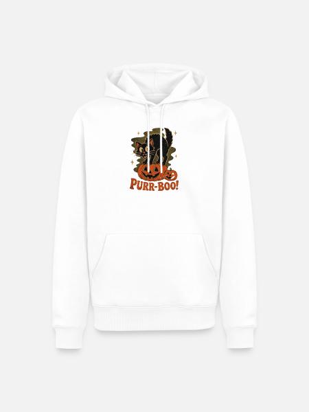 Purrr-BOO Halloween Katze - Männer Premium Bio Hoodie - Weiß