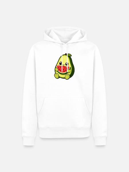 Süße Avocado Wassermelone Cartoon - Männer Premium Bio Hoodie - Weiß