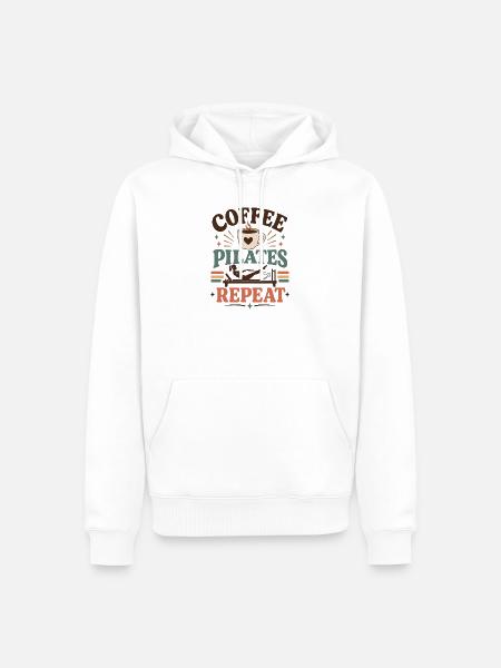 Meditation Pilates COFFEE-PILATES-REPEAT Yoga - Männer Premium Bio Hoodie - Weiß